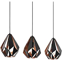Lámpara colgante EGLO CARLTON 1- lámpara de suspensión con 3 bombilla- lámpara suspendida retro de acero- color: negro…